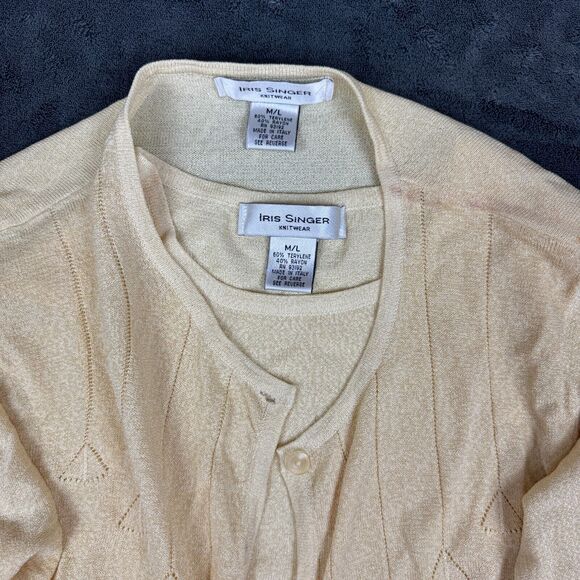 Iris Singer Cardigan & Shell Sweater Women's M / L Knitwear Made in Italy - Picture 7 of 9
